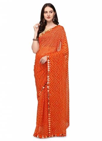 For A Casual Wear,Grab These Saree in Fine Colored Pair With Golden Colored Blouse.These Saree is Fabricated On Chiffon Pair With Jari Brocade Blouse.Its Beautified With Leriya Printed And Mirror Embroidery Border Work.