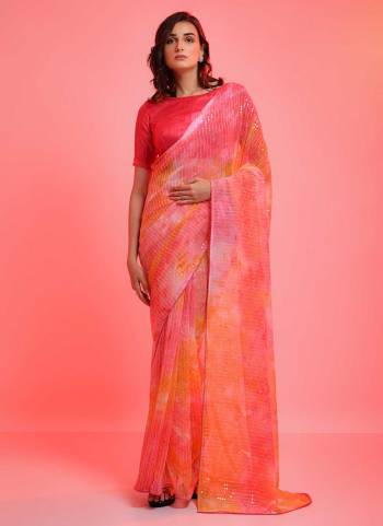 Grab These Fine Colored Saree Pair With Blouse.These Saree is Fabricated On Chiffon Pair With Banglori Satin Silk Blouse.Its Beautified With Prijam Printed And Sequance Embroidery Work.