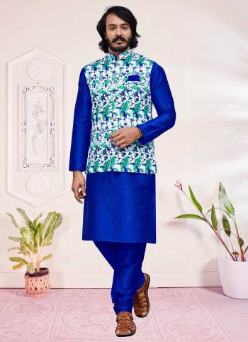 For A Festive Wear,Grab These Readymade Mens Wear Pair Come With Fine Colored.These Kurta And Bottom Are Fabricated On Art Silk Pair With Jute Silk Jacket.Its Beautified With Designer Printed Work.