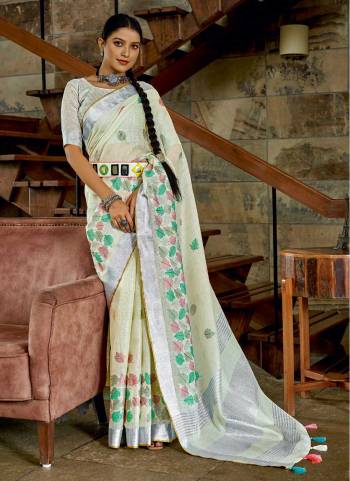 For A Beautiful Look,Grab These Saree in Fine Colored Pair With Blouse.These Saree And Blouse Are Fabricated On Linen.Its Beautified With Designer Work.