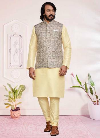 For A Festive Wear,Grab These Readymade Pair in Fine Colored.These Kurta And Bottom Are Fabricated on Art Silk Pair With Jute Silk Jacket.Its Beautified With Designer Printed Work.