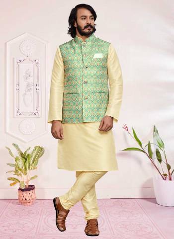 For A Festive Wear,Grab These Readymade Pair in Fine Colored.These Kurta And Bottom Are Fabricated on Art Silk Pair With Jute Silk Jacket.Its Beautified With Designer Printed Work.