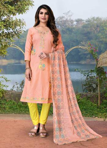 For A Feastive Wear,Grab These Suit in Fine Colored Pair With Bottom And Dupatta.These Top is Fabricated On Cotton Pair With Cotton Bottom And Fancy Dupatta.Its Beautified With Fancy Embroidery Work.