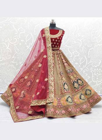 For A Designer Look,Grab These Lehenga in All Over Fine Colored Pair With Designer Dupatta And Blouse.These Lehenga And Blouse Are Fabricated On Velvet Pair With Soft Net Dupatta.Its Beautified With Heavy Designer Work.