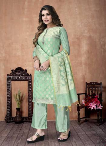 Grab These Casual Wear Dress Material in Fine Colored Pair With Bottom And Dupatta.These Top is Fabricated On Banarasi Silk Pair With Santoon Bottom And Banarasi Silk Dupatta.Its Beautified With Wevon Designer Work.