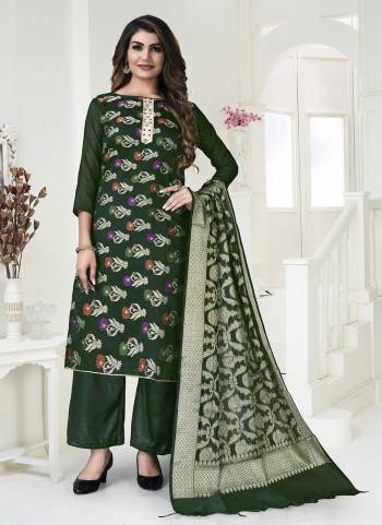 Grab These Suit in FineColored Pair With Bottom And Dupatta.These Top Is Fabricated On Banarasi Silk Pair With Santoon Bottom And Banarasi Jacquard Dupatta.Its Beautified With Wevon Designer Work.