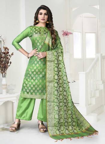 Grab These Suit in FineColored Pair With Bottom And Dupatta.These Top Is Fabricated On Banarasi Silk Pair With Santoon Bottom And Banarasi Jacquard Dupatta.Its Beautified With Wevon Designer Work.