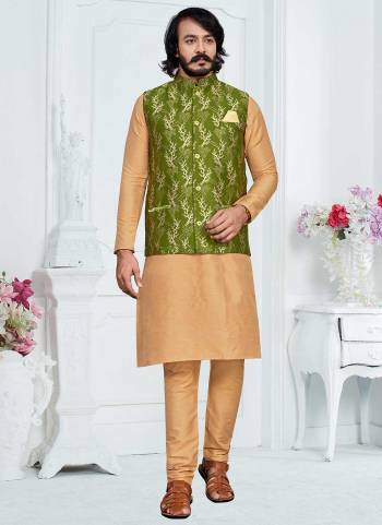 For A Festive Wear,Grab These Readymade Pair in Fine Colored.These Kurta And Bottom Are Fabricated on Art Silk Pair With Silk Jacquard Jacket.Its Beautified With Designer Wevon Work.