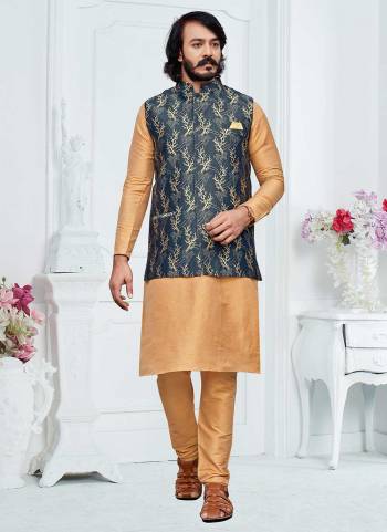 For A Festive Wear,Grab These Readymade Pair in Fine Colored.These Kurta And Bottom Are Fabricated on Art Silk Pair With Silk Jacquard Jacket.Its Beautified With Designer Wevon Work.