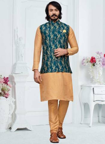 For A Festive Wear,Grab These Readymade Pair in Fine Colored.These Kurta And Bottom Are Fabricated on Art Silk Pair With Silk Jacquard Jacket.Its Beautified With Designer Wevon Work.