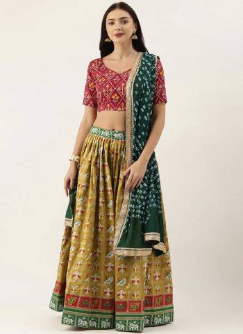 For A Designer Look,Grab These Lehenga in All Over Fine Colored Pair With Designer Dupatta And Blouse.These Lehenga Are Patola Silk And Blouse Are Fabricated On Cotton Pair With Bandhej Silk Dupatta.Its Beautified With Heavy Designer Work.