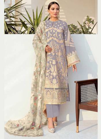 Attrective This Pakistani Salwar Suit Are Fine Color.This Suit Are Top Faux Georgette And Bottom Are Santoon With Dupatta Are Net Fabriced With Heavy Embroidery With Stone Work.