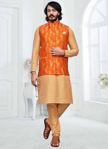 For A Festive Wear,Grab These Readymade Pair in Fine Colored.These Kurta And Bottom Are Fabricated on Art Silk Pair With Silk Jacquard Jacket.Its Beautified With Designer Wevon Work.