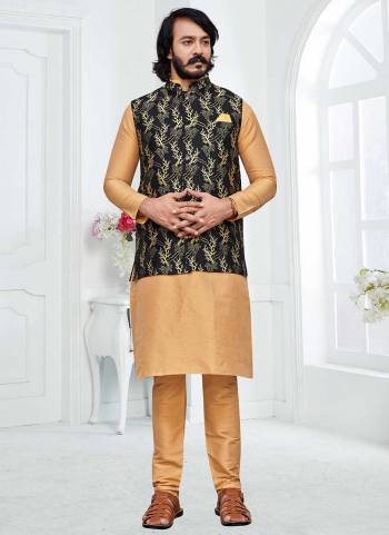 For A Festive Wear,Grab These Readymade Pair in Fine Colored.These Kurta And Bottom Are Fabricated on Art Silk Pair With Silk Jacquard Jacket.Its Beautified With Designer Wevon Work.