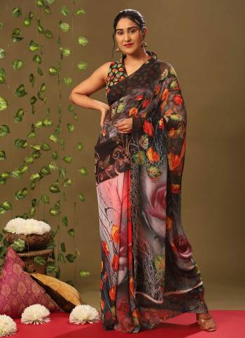 Grab These Saree in Fine Colored Pair With Blouse.These Saree And Blouse Are Fabricated On Georgette.Its Beautified With Designer Fancy Digital Printed Work.