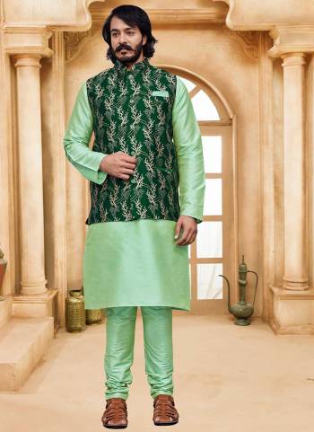 For A Festive Wear,Grab These Readymade Pair in Fine Colored.These Kurta And Bottom Are Fabricated on Art Silk Pair With Silk Jacquard Jacket.Its Beautified With Designer Wevon Work.