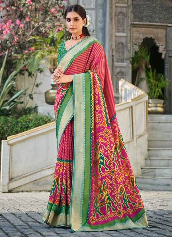 Grab These Beautiful Colored Saree Pair With Blouse.These Saree And Blouse Are Fabricated On Brosso Patola.Its Beautified With Wevon Border,Patola Printed Work.