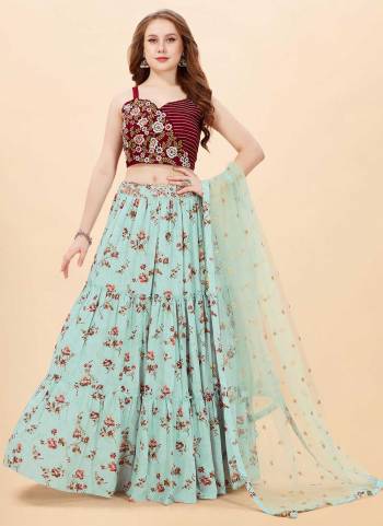 For A Designer Look,Grab These Fine Colored Lehenga Choli Pair With Designer Blouse And Dupatta.Its Come With Heavy Designer Work.Buy Now