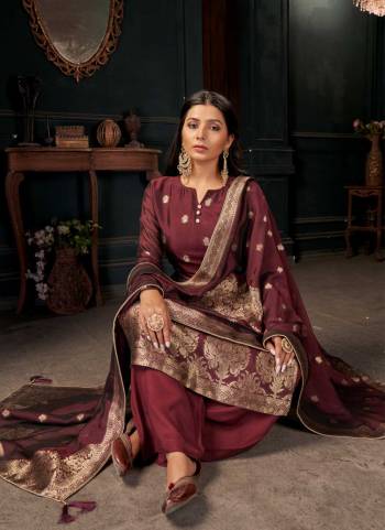 For A Different Look,Grab These Plazzo Suit in All Over Fine Colored Pair With Bottom And Dupatta.These Top And Bottom Are Fabricated On Viscose Silk Pair With Viscose Silk Dupatta.its Beautified With Heavy Wevon Designer Work.