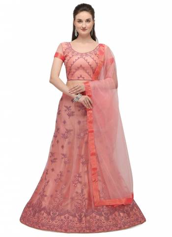 Grab These Fine Colored Semi Stiched Lehenga Choli Pair With Designer Blouse And Dupatta.These Lehenga And Blouse Are Fabricated On Net Pair With Net Dupatta.Its Beautified With Heavy Designer Embroidery Work.