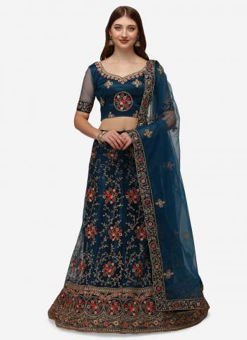 Grab These Fine Colored Semi Stiched Lehenga Choli Pair With Designer Blouse And Dupatta.These Lehenga And Blouse Are Fabricated On Net Pair With Net Dupatta.Its Beautified With Heavy Designer Embroidery Work.