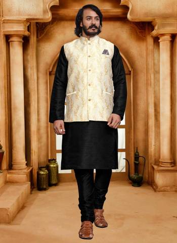 For A Festive Wear,Grab These Readymade Pair in Fine Colored.These Kurta And Bottom Are Fabricated on Art Silk Pair With Silk Jacquard Jacket.Its Beautified With Gold Weaving Designer Work.