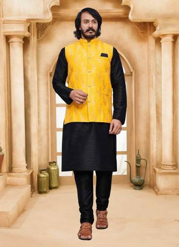 For A Festive Wear,Grab These Readymade Pair in Fine Colored.These Kurta And Bottom Are Fabricated on Art Silk Pair With Silk Jacquard Jacket.Its Beautified With Gold Weaving Designer Work.