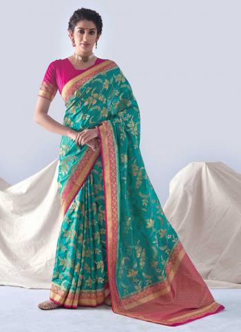 Grab These Saree in Fine Colored Pair With Blouse.These Saree And Blouse Are Fabricated On Silk Organza.Its Beautified With Heavy Weaving  Designer Work. 