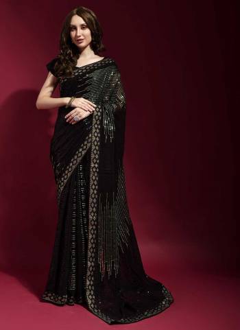 For A Casual Wear,Grab These Saree in All Over Fine Colored Pair With Blouse.These Saree is Fabricated On Georgette Pair With Satin Banglori Silk Blouse.Its Beautified With Designer Sequance Embroidery Work.