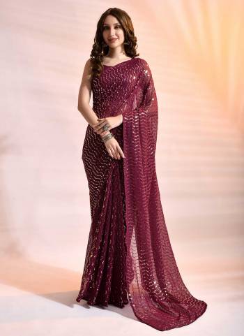 For A Casual Wear,Grab These Saree in All Over Fine Colored Pair With Blouse.These Saree is Fabricated On Georgette Pair With Satin Banglori Silk Blouse.Its Beautified With Designer Sequance Embroidery Work.