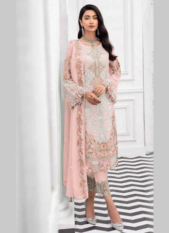 For A Beautiful Look,Grab These Suit in All Over Fine Colored Pair With Bottom And Dupatta.These Top Is Fabricated On Faux Georgette Pair With Santoon Bottom And Nazmin Dupatta.its Beautified With Heavy Designer Embroidery Work.