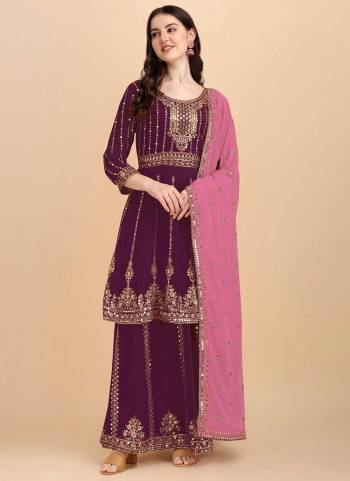 For A Beautiful Look,Grab These Suit in All Over Fine Colored Pair With Bottom And Dupatta.These Top And Bottom Are Fabricated On Faux Georgette Pair With Faux Georgette Dupatta.its Beautified With Designer 7MM Sequance Embroidery Work.