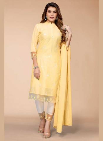 Grab These Readymade Suit in Fine Colored Pair With Bottom And Dupatta.These Top is Fabricated On Chanderi Pair With Tussar Silk Bottom And Poly Chiffon Dupatta.Its Beautified With Designer Embroidery Work.