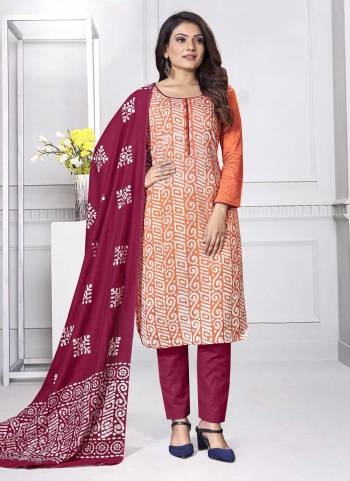 Grab These Suit in Fine Colored.These Top And Dupatta Are Fabricated On Godwal Pair With Cotton Bottom.Its Beautified With Designer Batik Printed Work.