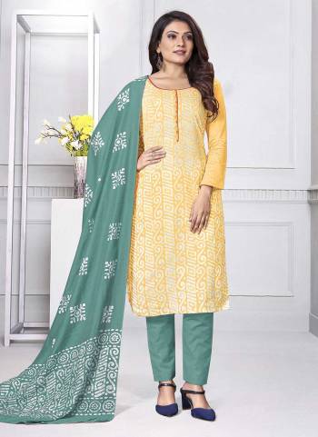 Grab These Suit in Fine Colored.These Top And Dupatta Are Fabricated On Godwal Pair With Cotton Bottom.Its Beautified With Designer Batik Printed Work.