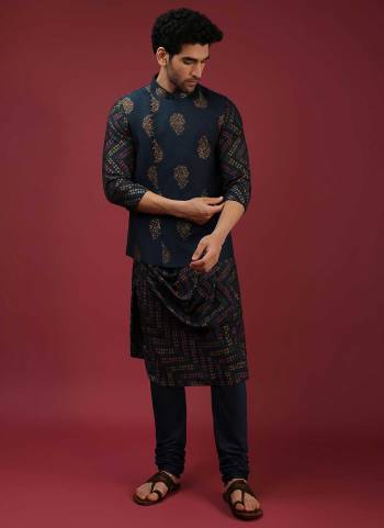 Grab These Traditional Looking Mens Wear in Fine Colored.These Kurta is Fabricated On Rayon Pair With Cotton Bottom And Satin Jacket.Its Beautified With Designer Printed Work.