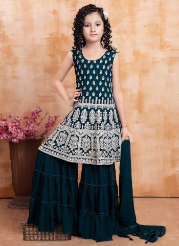 Grab These Readymade Sharara Suit in Fine Colored Pair With Bottom And Dupatta.These Top And Bottom Are Fabricated On Faux Georgette Pair With Faux Georgette Dupatta.Its Beautified With Designer White Thread Embroidery Work.