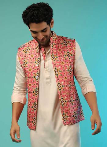 Grab These Beautiful Colored Mens Wear Jacket.These Jacket is Fabricated On Satin.Its Beautified With Designer Printed Work.Buy Now