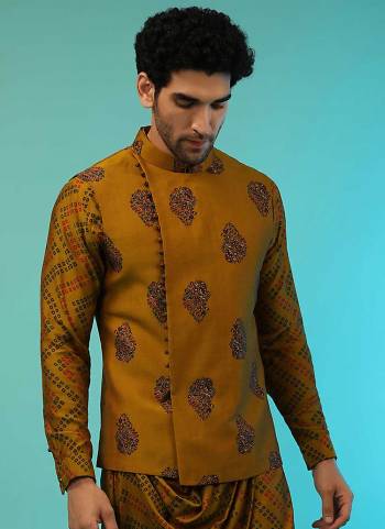 Grab These Beautiful Colored Mens Wear Jacket.These Jacket is Fabricated On Satin.Its Beautified With Designer Printed Work.Buy Now