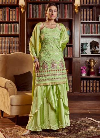 Grab These Readymade Sharara Suit in Fine Colored Pair With Bottom And Dupatta.These Top is Fabricated On Cotton Pair With Satin Bottom And Dupatta.Its Beautified With Designer Embroidery Work.