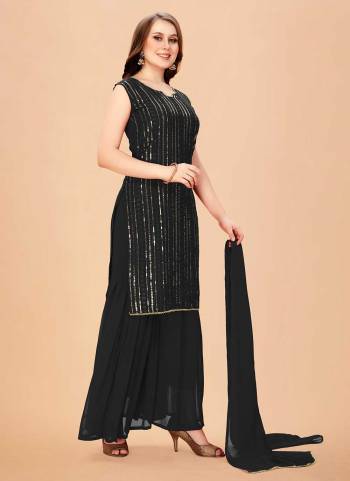 Grab These Suit in Fine Colored Pair With Bottom And Dupatta.These Top And Bottom Are Fabricated On Faux Georgette Pair With Faux Georgette Dupatta.Its Beautified With Designer Multy Sequance Embroidery Work.