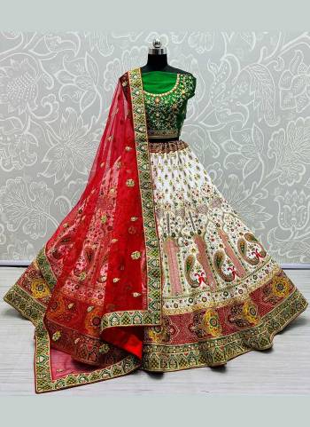 Grab These Heavy Designer Lehenga Choli in Fine Colored Pair With Blouse And Dupatta.These Lehenga And Blouse Are Fabricated On Silk Pair With Soft Net Dupatta.Its Beautified With Dori,Thread,Sequance Embroidery,Diamond Work.