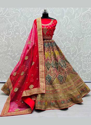 Grab These Heavy Designer Lehenga Choli in Fine Colored Pair With Blouse And Dupatta.These Blouse And Lehenga Are Fabricated On Velvet Pair With Soft Net Dupatta.Its Beautified With Heavy Designer Work.