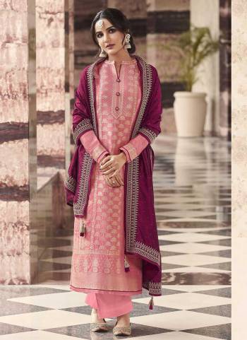 Grab These Designer Plazzo Suit in Fine Colored.These Top is Fabricated On Viscose Dola Silk Pair With Dull Santoon And Silk Georgette Dupatta.Its Beautified With Wevon Designer, Embroidery,Swarovski Work.