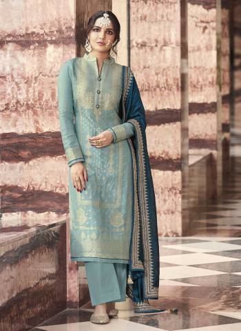 Grab These Designer Plazzo Suit in Fine Colored.These Top is Fabricated On Viscose Dola Silk Pair With Dull Santoon And Silk Georgette Dupatta.Its Beautified With Wevon Designer, Embroidery,Swarovski Work.