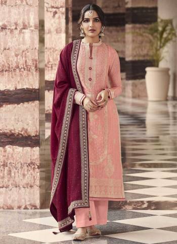 Grab These Designer Plazzo Suit in Fine Colored.These Top is Fabricated On Viscose Dola Silk Pair With Dull Santoon And Silk Georgette Dupatta.Its Beautified With Wevon Designer, Embroidery,Swarovski Work.