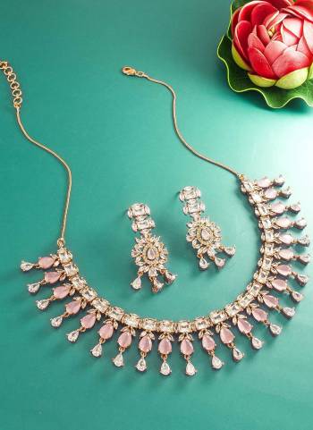 Grab These Beautifil Colored Necklace.These Necklace is Come Alloy Material And Beautified With American Diamond Work.