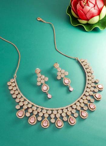 Grab These Beautifil Colored Necklace.These Necklace is Come Alloy Material And Beautified With American Diamond Work.