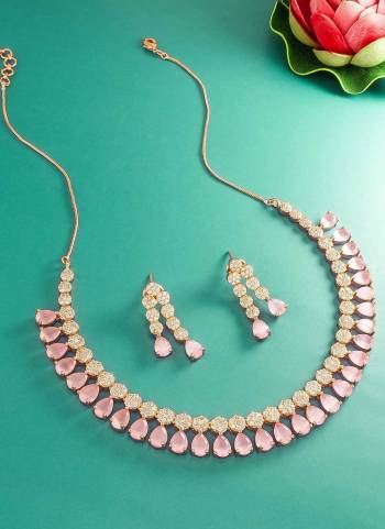 Grab These Beautifil Colored Necklace.These Necklace is Come Alloy Material And Beautified With American Diamond Work.