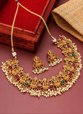 Grab These Beautifil Colored Necklace.These Necklace is Come Copper Material And Beautified With Temple Work.